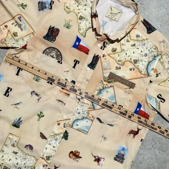 Vaccari Shirt Men Small Western Texas Cowboy Lone Star State All Over Print AOP - Picture 3 of 11